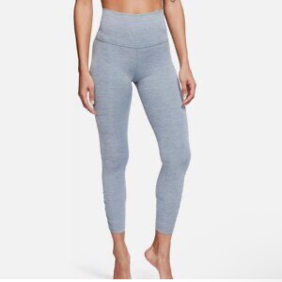 Nike Dri Fit Light Gray Soft Yoga High Waisted Running Tights Leggings M - Picture 1 of 11